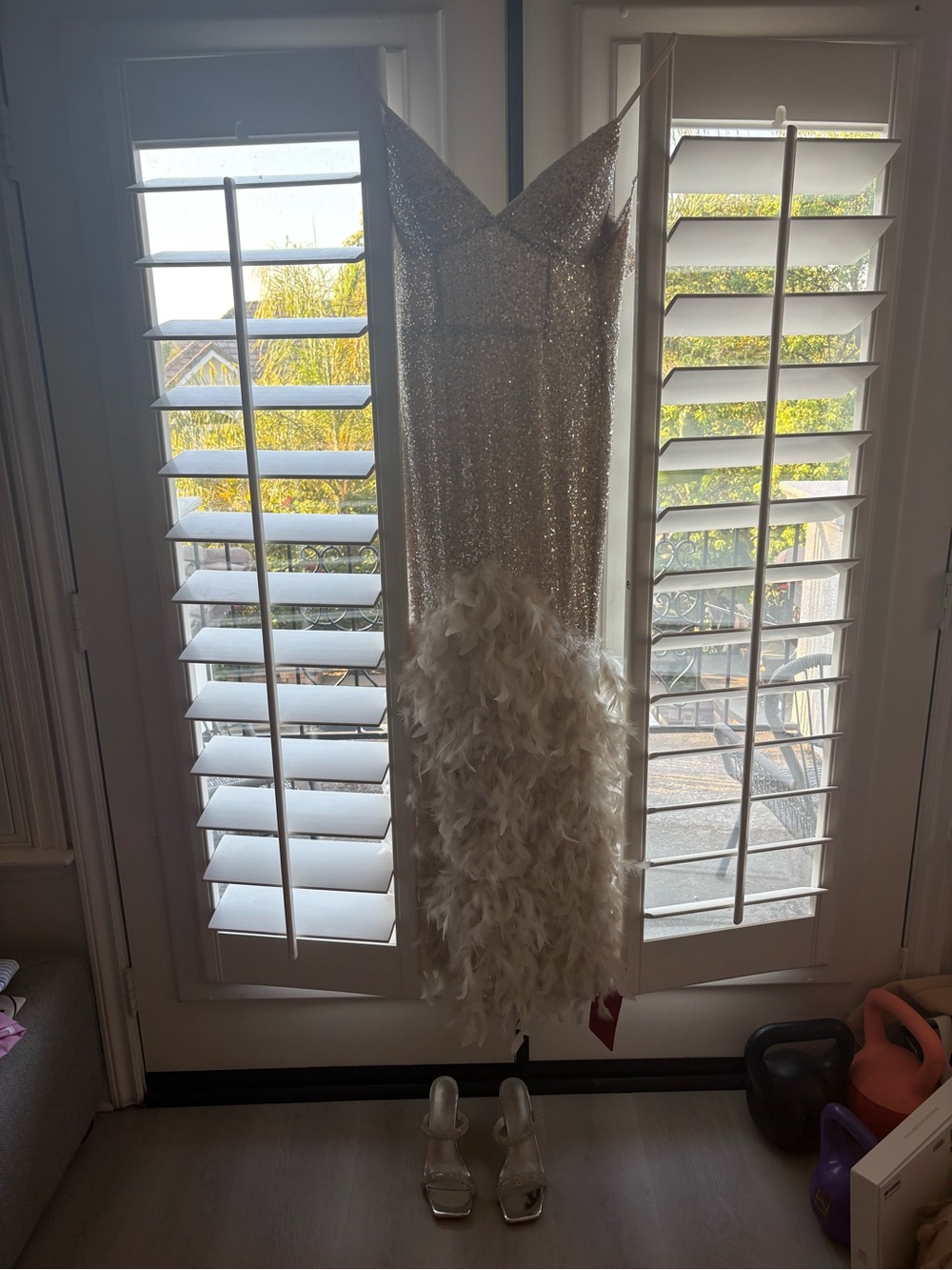 Ivory Sequin & Feather Girls' Party Dress